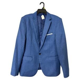 Men’s Blue Blazer Sport Coat Modern Slim Fit Jacket One Button